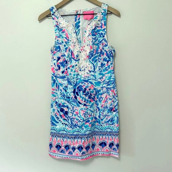 Lilly Pulitzer Gabby Shift Dress Party Wave Breakwater Print Colorful Bright - Picture 3 of 7